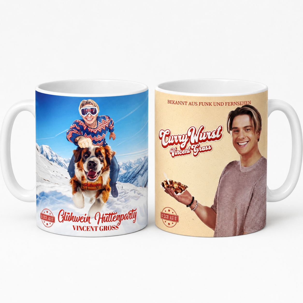 Vincent Gross Tassen-Set – Glühwein Hüttenparty & Currywurst – 2er-Set
